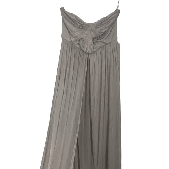 David's Bridal One Shoulder Strap Beige Maxi Dress Size 4 - Picture 8 of 16
